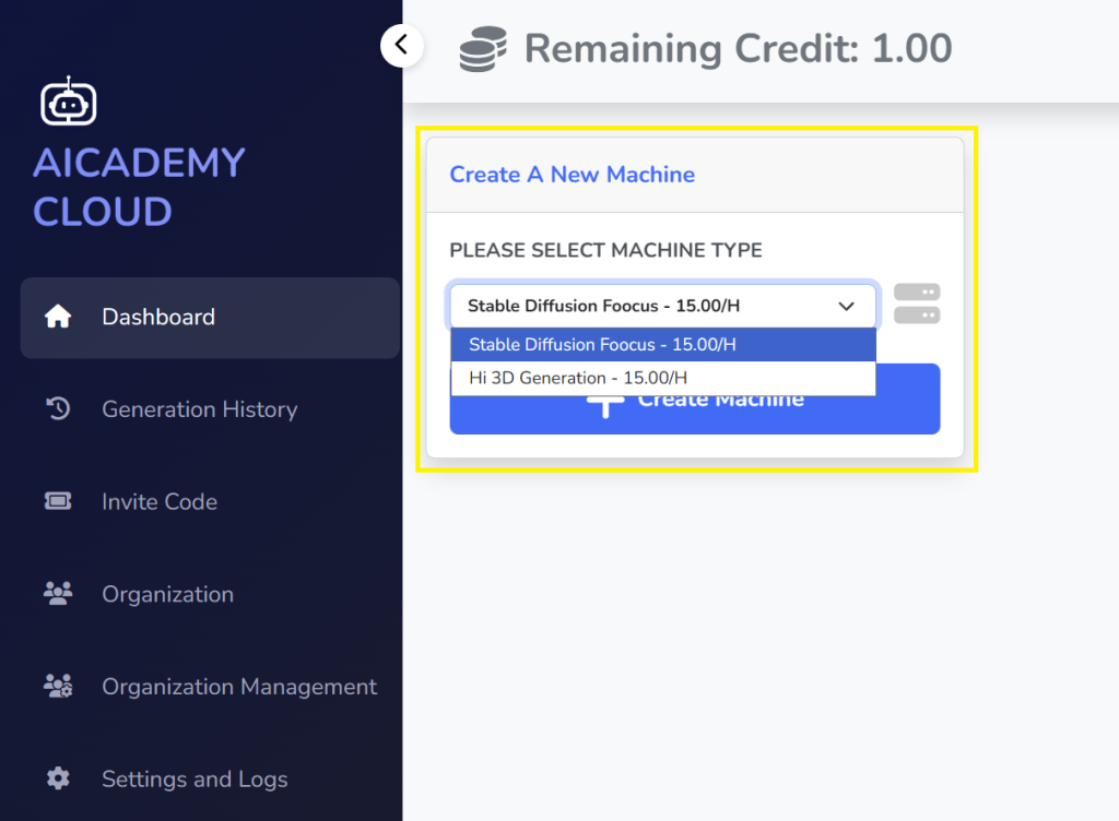 Aicademy Cloud Platform 雲端平台 8 create machine